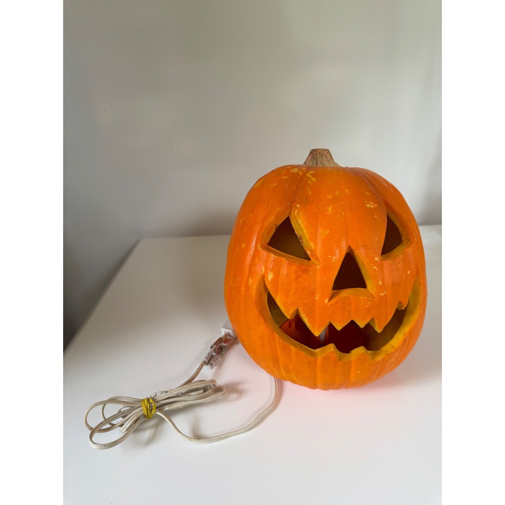 Vintage 1993 Trendmasters Halloween Foam Jack O Lantern Light Up Pumpkin Decor